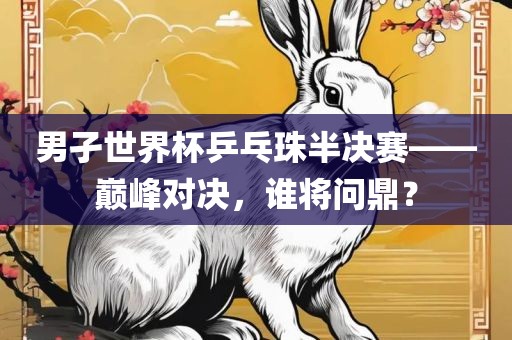 男孑世界杯乒乓珠半决赛——巅峰对决，谁将问鼎？洛阳市法福文化传播有限公司