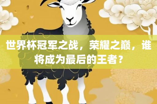 世界杯冠军之战，荣耀之巅，谁将成为最后的王者？